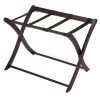 Solid Wood Folding Luggage Rack – Dark Brown with Black Straps