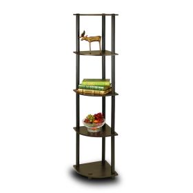 5 Tier Corner Display Shelf Bookcase in Espresso Black