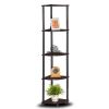 5 Tier Corner Display Shelf Bookcase in Espresso Black