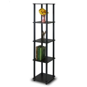 5 Tier Square Corner Display Shelf Bookcase in Espresso Black