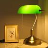 Antique Brass Bankers Lamp with Green Glass Shade | Desk Light
