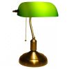 Antique Brass Bankers Lamp with Green Glass Shade | Desk Light