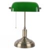 Antique Brass Bankers Lamp with Green Glass Shade | Desk Light