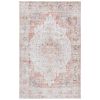 4 x 6 ft Persian-Style Washable Light Grey & Red Area Rug