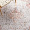 4 x 6 ft Persian-Style Washable Light Grey & Red Area Rug