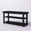 Black Wooden Shoe Rack Storage Bench with 2 Shelves