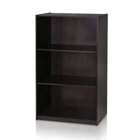 Modern 3 Shelf Bookcase in Espresso Wood Finish