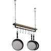 Farmhouse Rustic Industrial Ceiling-Mounted Hanging Pot Rack with 8 S-Hooks