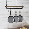 Farmhouse Rustic Industrial Ceiling-Mounted Hanging Pot Rack with 8 S-Hooks