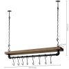 Farmhouse Rustic Industrial Ceiling-Mounted Hanging Pot Rack with 8 S-Hooks