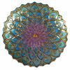 Peacock Style Glass Mosaic Flower Birdbath with Metal Stand