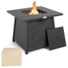 50,000 BTU Black Steel Square Propane Fire Pit Table
