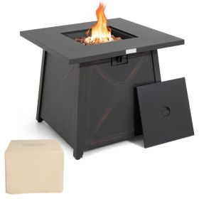 50,000 BTU Black Steel Square Propane Fire Pit Table