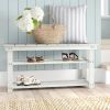 White Wooden Shoe Rack Storage Bench with 2 Shelves