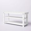 White Wooden Shoe Rack Storage Bench with 2 Shelves