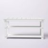White Wooden Shoe Rack Storage Bench with 2 Shelves