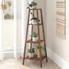 Modern Boho Wooden 4 Shelf Pyramidal Plant Stand for Indoor Spaces