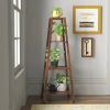 Modern Boho Wooden 4 Shelf Pyramidal Plant Stand for Indoor Spaces