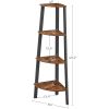 Narrow 3 Shelf Corner Shelving Unit Plant Stand Bookcase in Brown and Black Wood