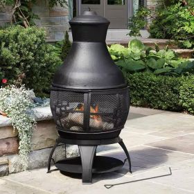 Black Cast Iron and Steel Fire Pit Chimenea