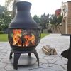 Black Cast Iron and Steel Fire Pit Chimenea