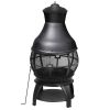 Black Cast Iron and Steel Fire Pit Chimenea