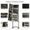 Jewelry Storage Cabinet Full Length Mirror in Gray Wood Finish