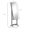 Jewelry Storage Cabinet Full Length Mirror in Gray Wood Finish