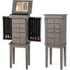 5 Drawer Jewelry Armoire Cabinet with Mirror – Grey Finish