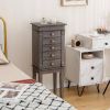 5 Drawer Jewelry Armoire Cabinet with Mirror – Grey Finish