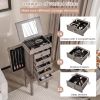 5 Drawer Jewelry Armoire Cabinet with Mirror – Grey Finish