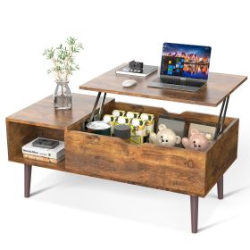 Mid Century Modern Lift Top Coffee Table TV Tray Laptop Desk Brown Wood Finish