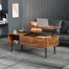 Mid Century Modern Lift Top Coffee Table TV Tray Laptop Desk Brown Wood Finish
