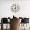 Round 24 Inch Decorative Gold Metal Wall Clock with Roman Numerals and Black Hands