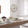 Round 24 Inch Decorative Gold Metal Wall Clock with Roman Numerals and Black Hands