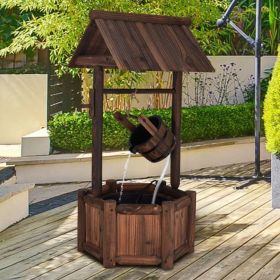 Rustic Wooden Wishing Well Fountain