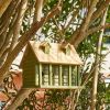 Green Wood Garden Bird House with 4 Holes | Outdoor Birdhouse