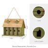 Green Wood Garden Bird House with 4 Holes | Outdoor Birdhouse