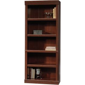 71 Inch High 5 Shelf Wooden Bookcase in Cherry Finish