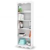 White 72 Inch High Bookcase with Soft Arches and 5 Shelves