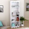 White 72 Inch High Bookcase with Soft Arches and 5 Shelves