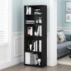 71 Inch Tall 5 Shelf Bookcase in Black Wood Finish – Modern Adjustable Storage Bookcase