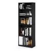 71 Inch Tall 5 Shelf Bookcase in Black Wood Finish – Modern Adjustable Storage Bookcase