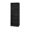 71 Inch Tall 5 Shelf Bookcase in Black Wood Finish – Modern Adjustable Storage Bookcase