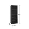 71 Inch Tall 5 Shelf Bookcase in Black Wood Finish – Modern Adjustable Storage Bookcase