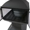 Large Black Steel Chimenea Wood-Burning Fire Pit for Outdoor Spaces