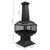 Large Black Steel Chimenea Wood-Burning Fire Pit for Outdoor Spaces