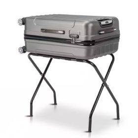 Sturdy Black Metal Foldable Luggage Rack for Home & Travel