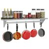 Stainless Steel Heavy-Duty Wall Shelf with Pot Rack – 12 x 60 Inches