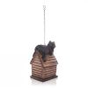 Outdoor Brown A-Frame Birdhouse with Bear Figurine | Polyresin